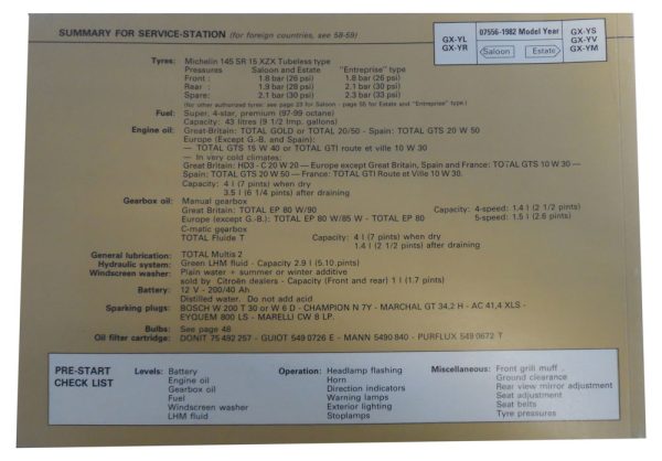 GSA Owner's Manual Back Cover