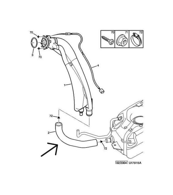 Xsara Picasso Fuel Filler Pipe Genuine Citroen Part No : 1507C4